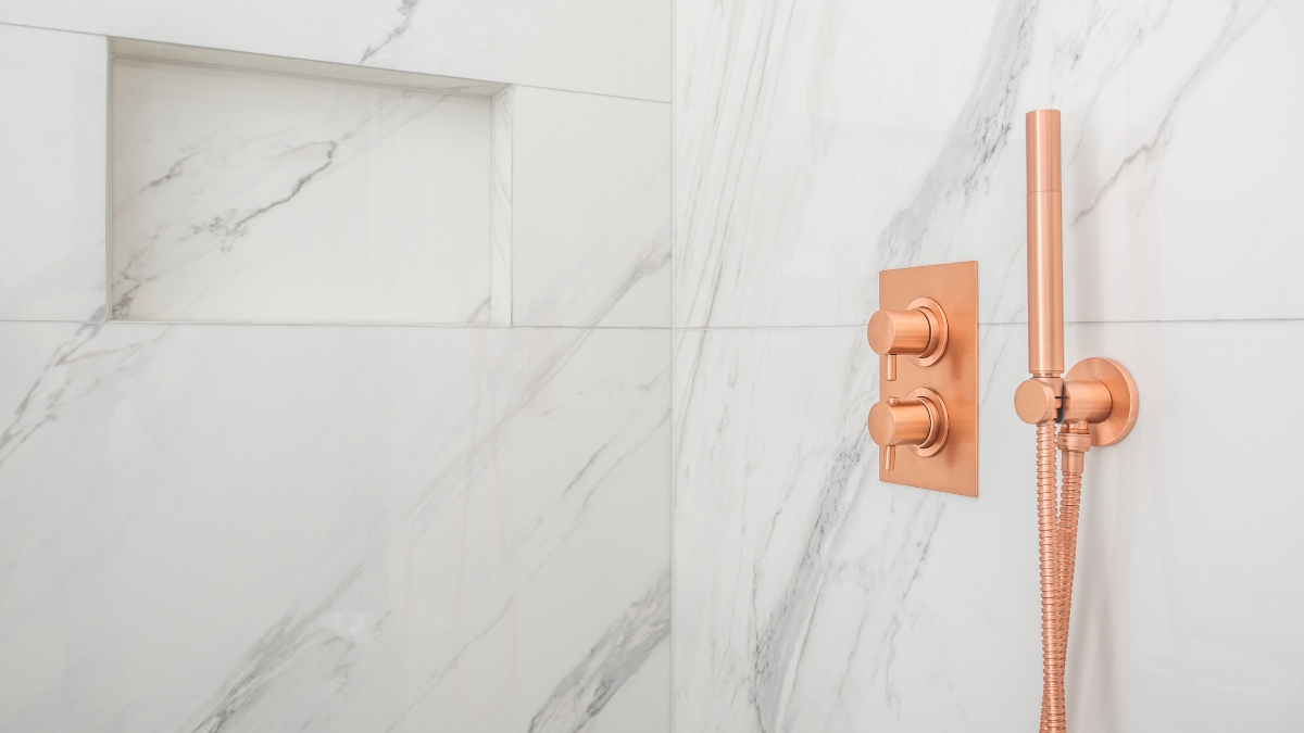 Spa like bathroom shower niche
