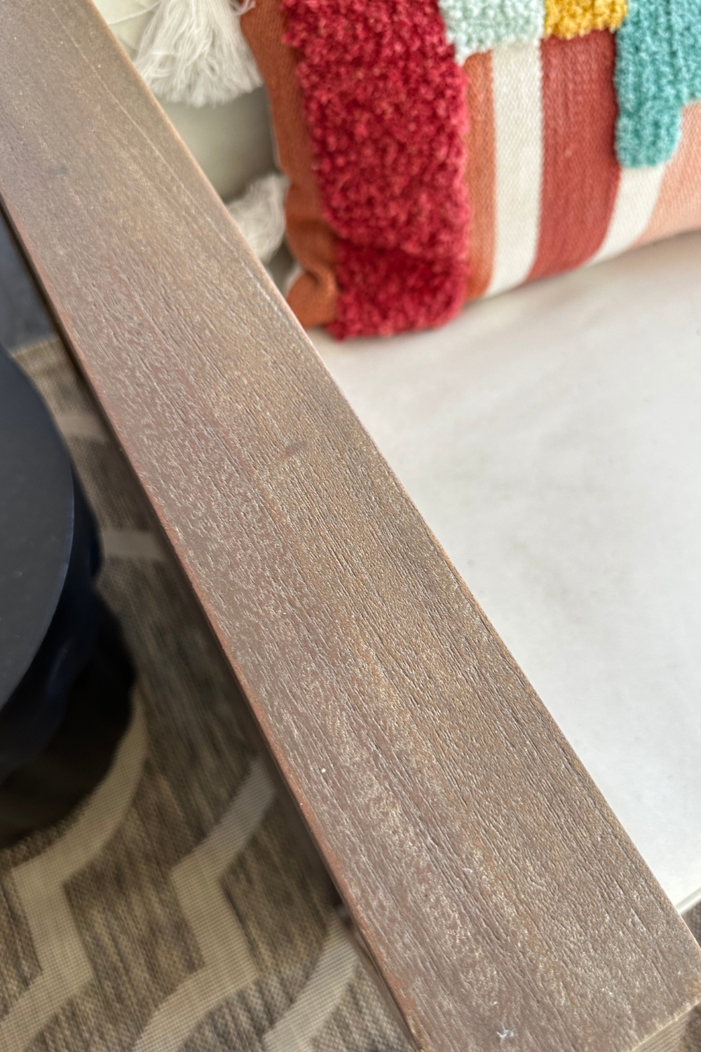 World Market Segovia Eucalyptus Outdoor Sofa - Wood Closeup Now